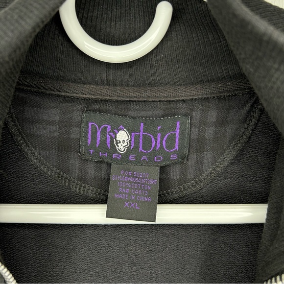 Morbid threads vintage Y2K short sleeve plaid blouse, zipper accent, XXL - Picture 5 of 8